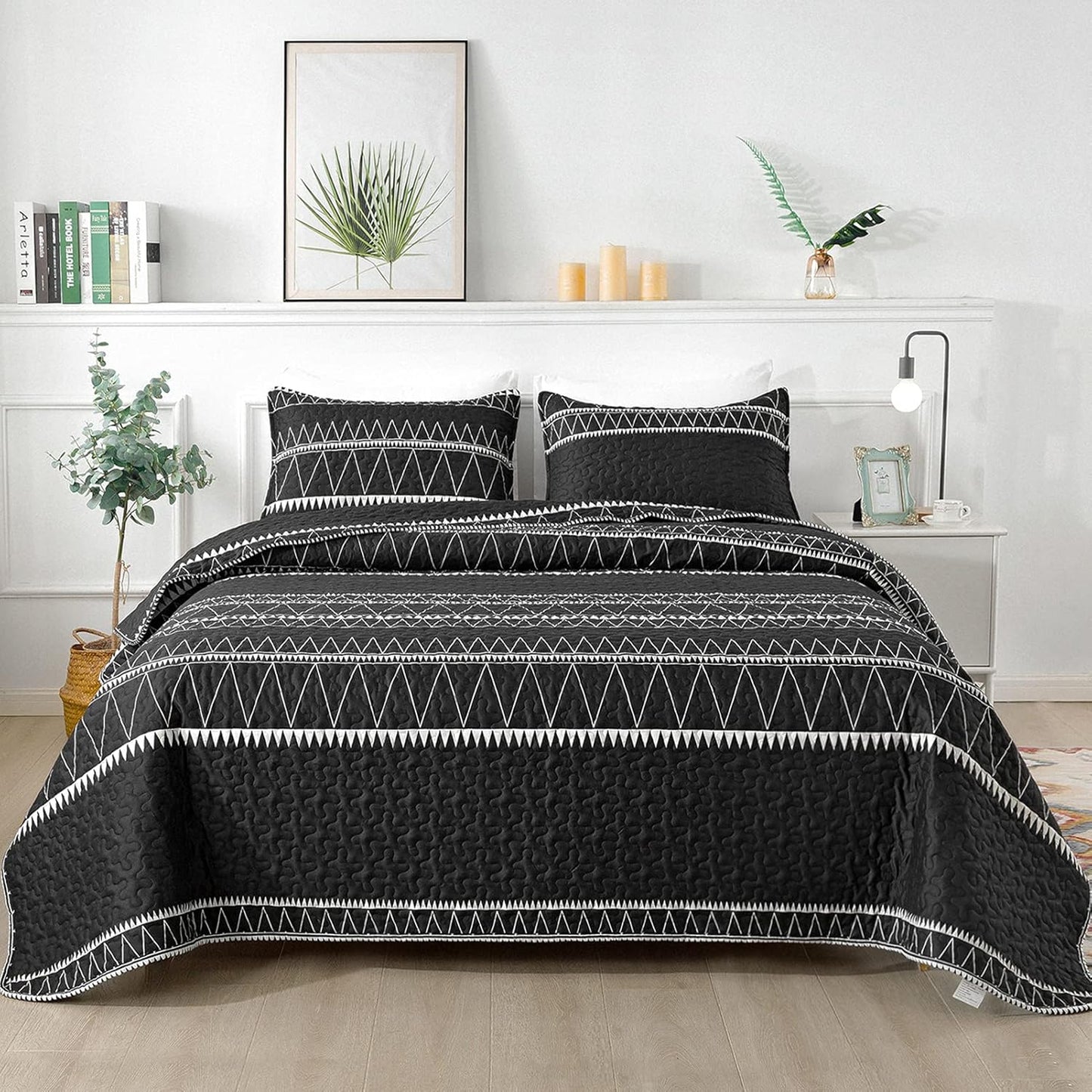 Andency Black Quilt Set King Size for Stylish Bedroom Decor