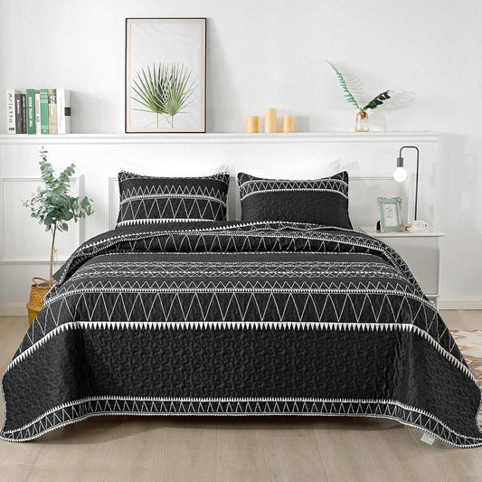 Andency Black Quilt Set Queen - Lightweight Reversible Bedspread