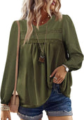Womens Fall Tops Crewneck Long Sleeve Striped Shirts - Stylish Ribbed