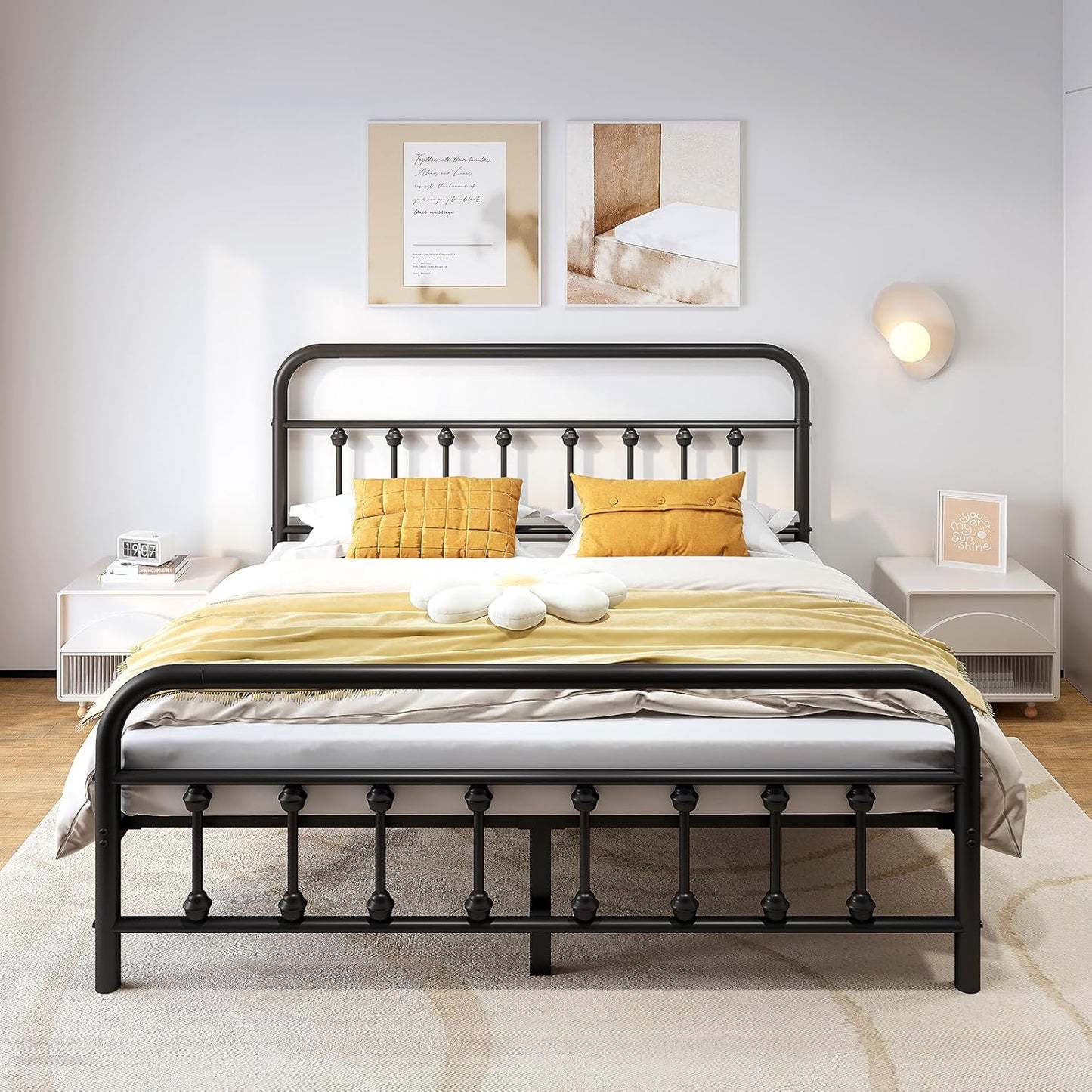 Vengarus Full Size Metal Bed Frame with Elegant Design and Storage