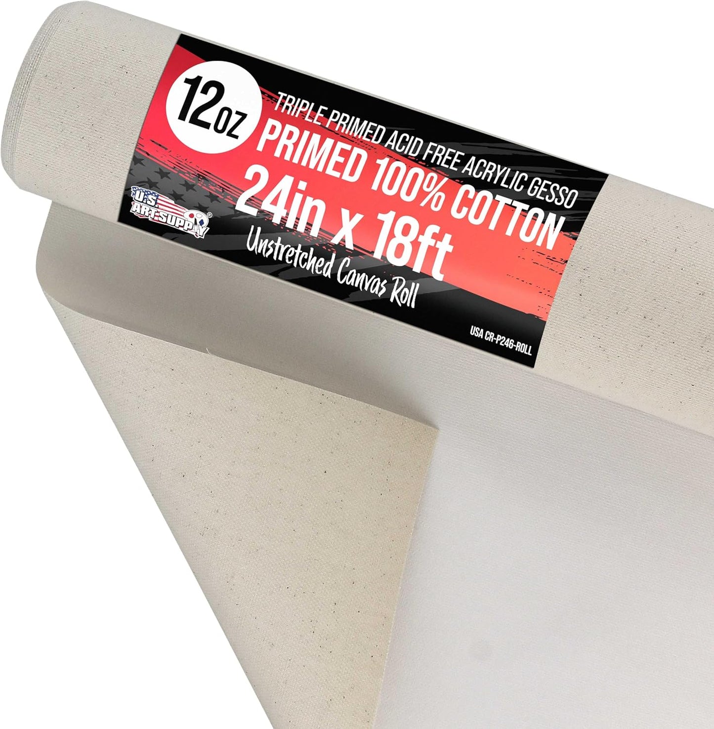 12-Ounce Triple Primed Gesso Canvas Roll for Painting Projects