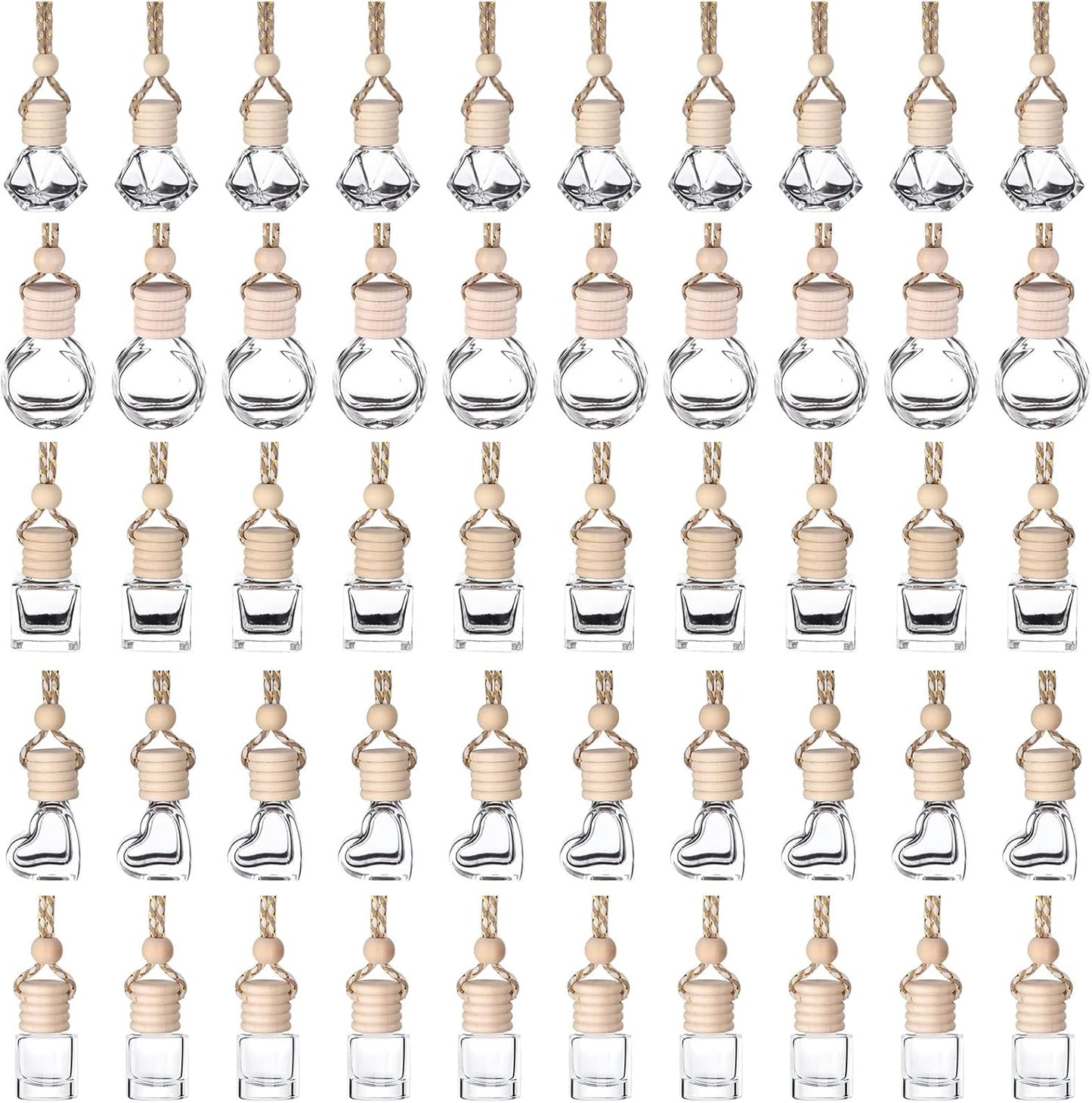 50-Pack Clear Glass Car Air Freshener Diffusers - Aromatherapy Bliss!