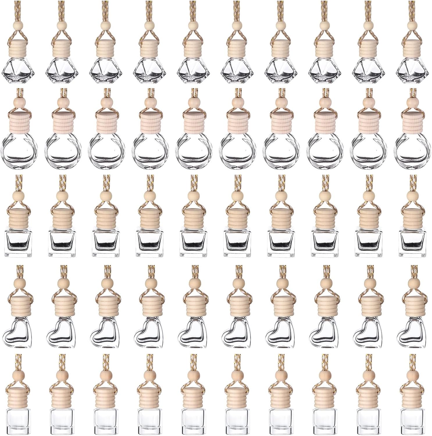 50-Pack Clear Glass Car Air Freshener Diffusers - Aromatherapy Bliss!