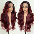 Burgundy Ombre 26 in HD Lace Front Wig - Pre Plucked Body Wave