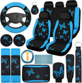 Butterfly Car Seat Full Set - Light Blue and Black Car Accessories