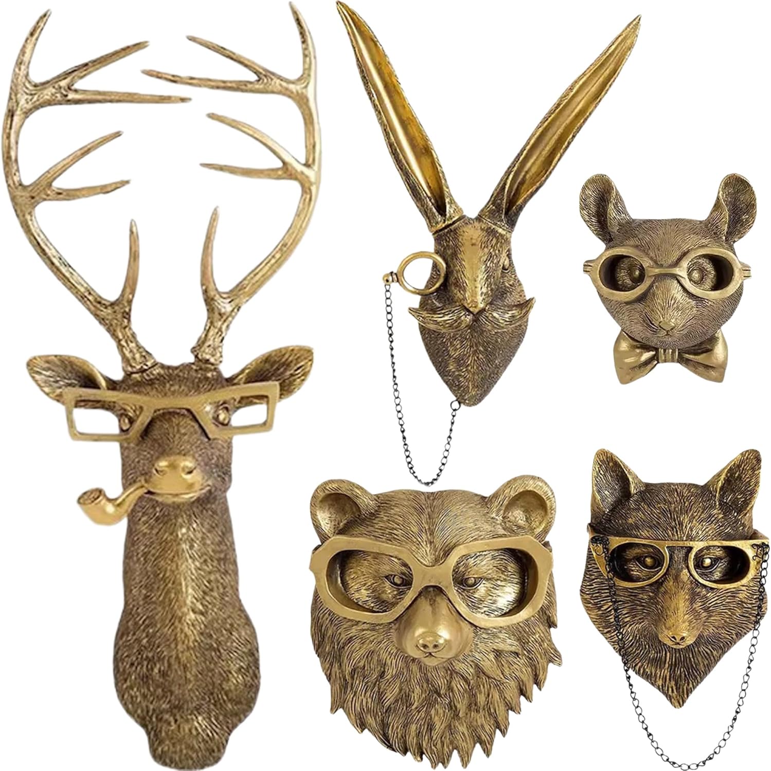 UITWMKTG 5 Pack Animal Head Wall Decor for Modern Home Style