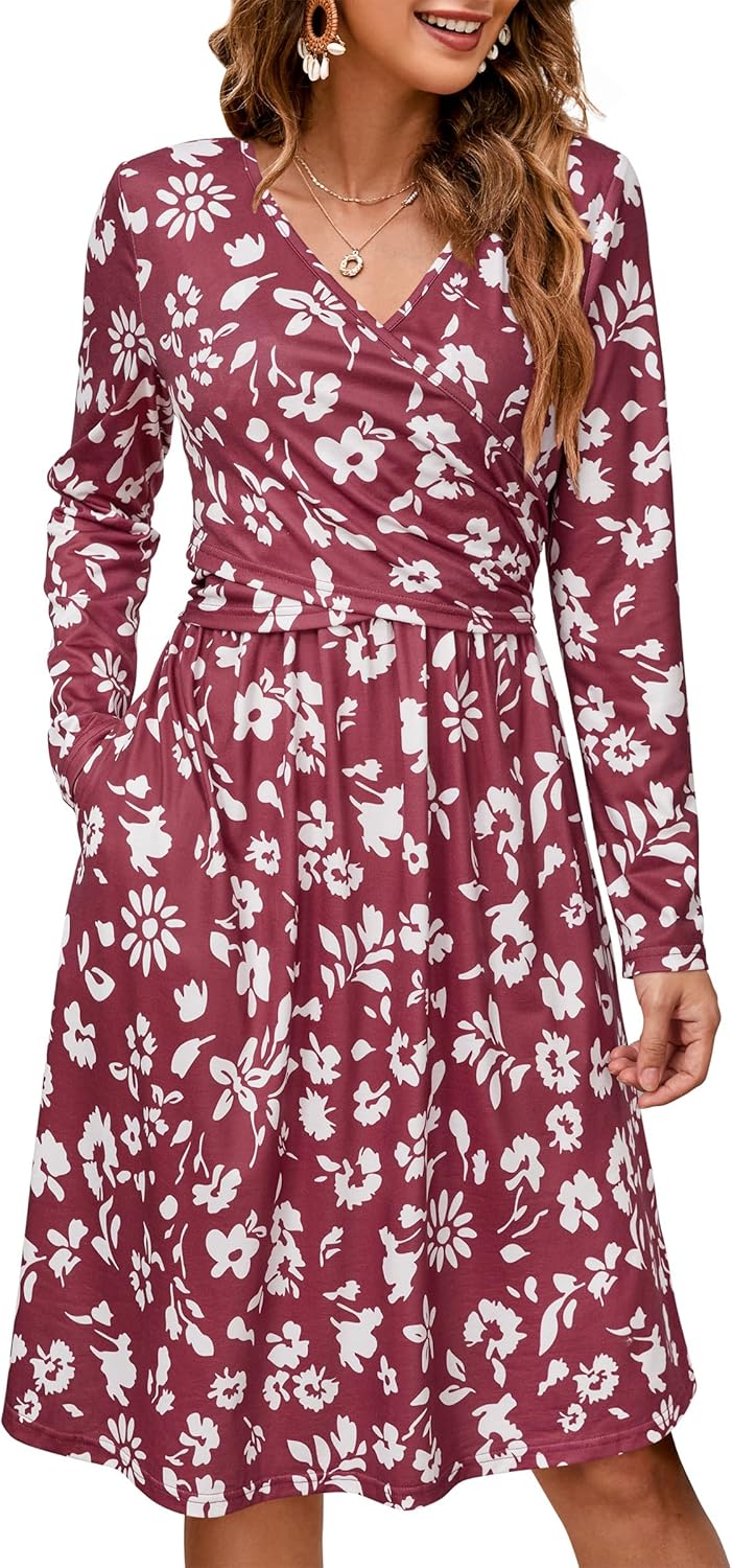 OUGES Womens V-Neck Maternity Dress for Nursing and Baby Showers