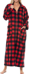 Alexander Del Rossa Long Zip Up Robes - Plush Thick Fleece Zipper Robe