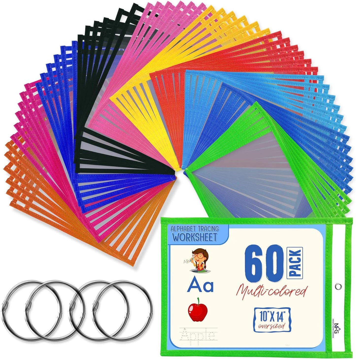 60 Packs Oversized Dry Erase Pockets for Classroom Supplies