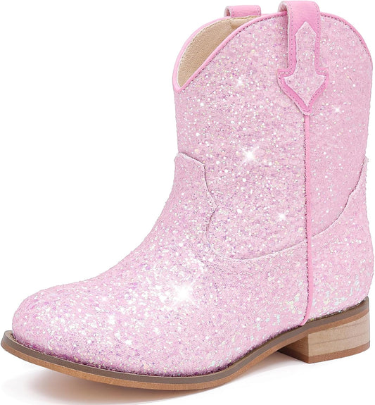 Toddler Cowgirl Boots Glitter Girls Cowboy Boots for Fun