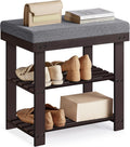 SONGMICS 3-Tier Bamboo Shoe Bench Organizer for Entryway Storage