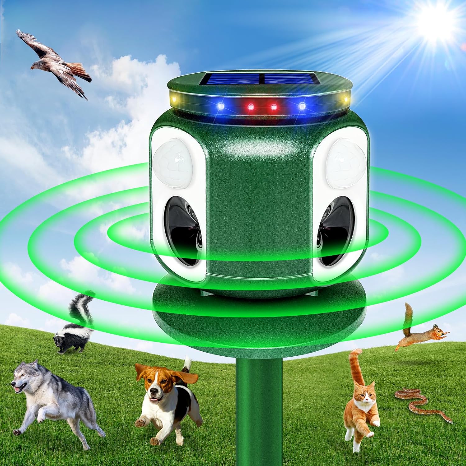 2025 Upgraded Solar Animal Repeller - Ultrasonic Outdoor Device
