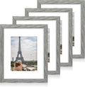 11x14 Picture Frame Set of 4 with Real Glass and Rustic Wood