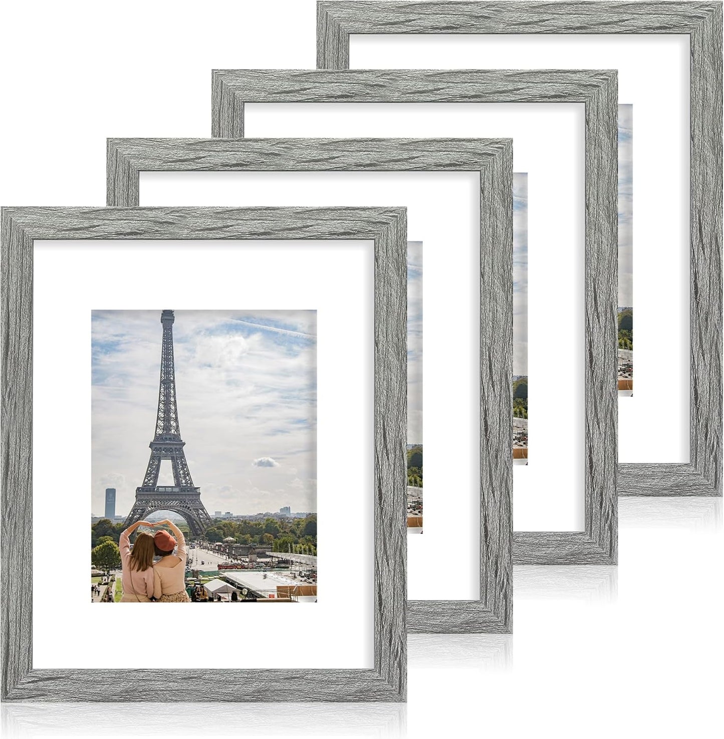 11x14 Picture Frame Set of 4 with Real Glass and Rustic Wood