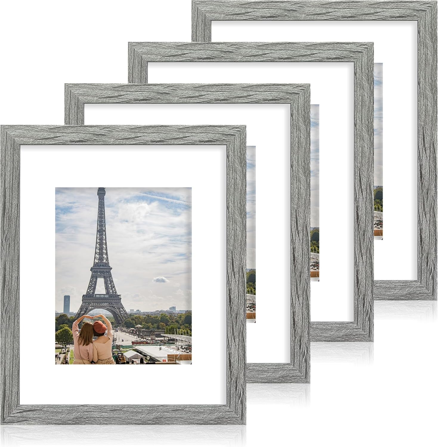 11x14 Picture Frame Set of 4 with Real Glass and Rustic Wood