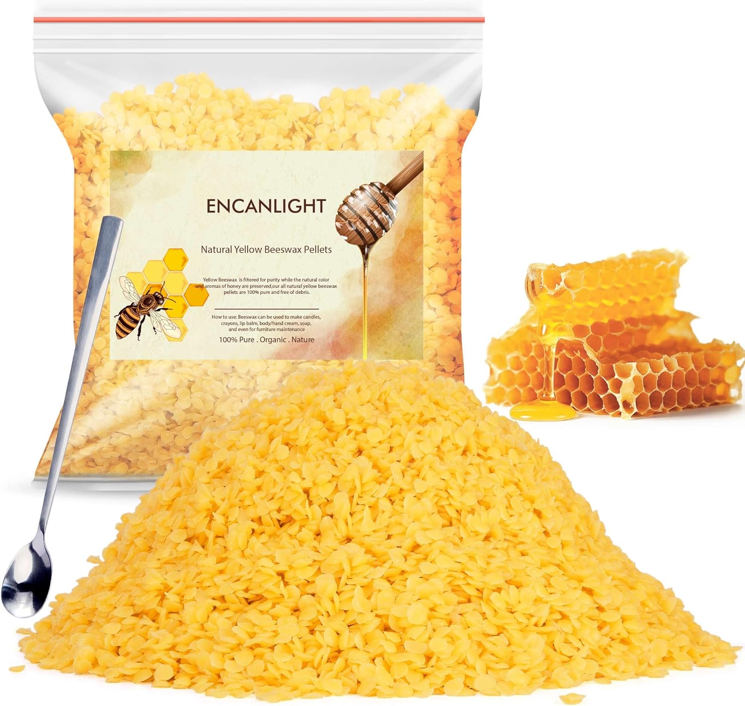 ENCANLIGHT Beeswax Pellets for Candle Making and Skin Care