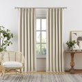 Pinch Pleated Curtains 84 Length 2 Panels Set - Cream Beige Blackout