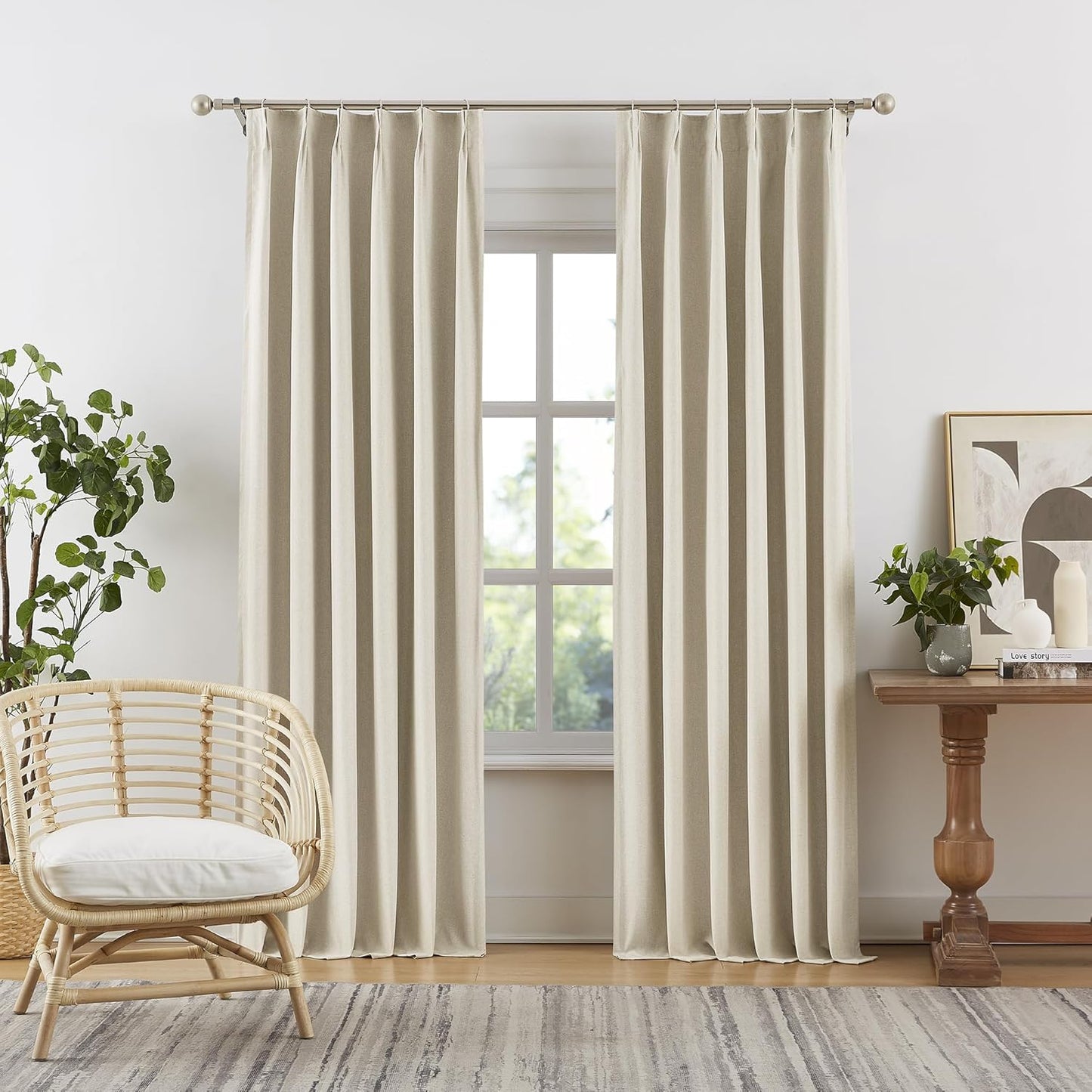 DUALIFE Pinch Pleated Curtains Set for Elegant Bedroom Decor