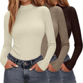 3 Pack Women's Mock Neck Cotton Tops Long Sleeve - Slim Thermal Fit