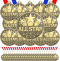 60 Pcs Gold Award Medals with Neck Ribbons for Competitions