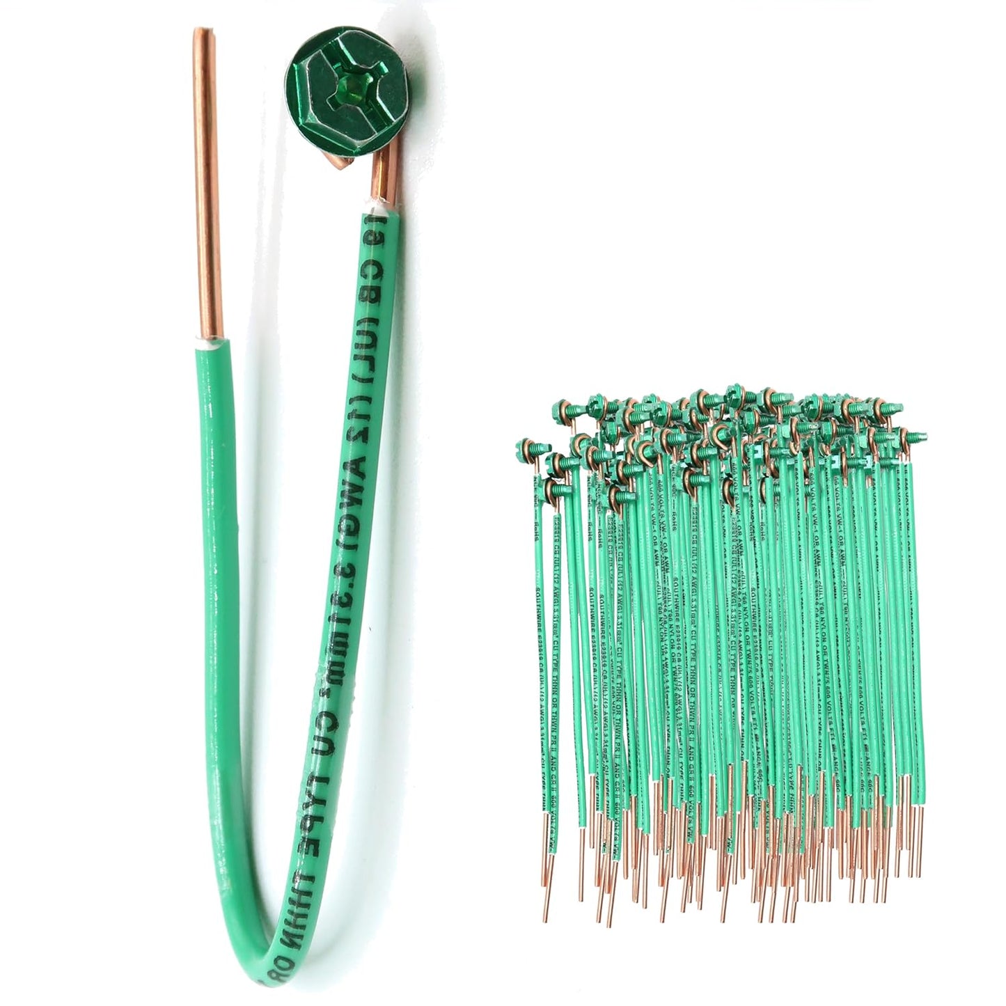 12 AWG Solid Copper Ground Wire with Green Ground Screws Pack
