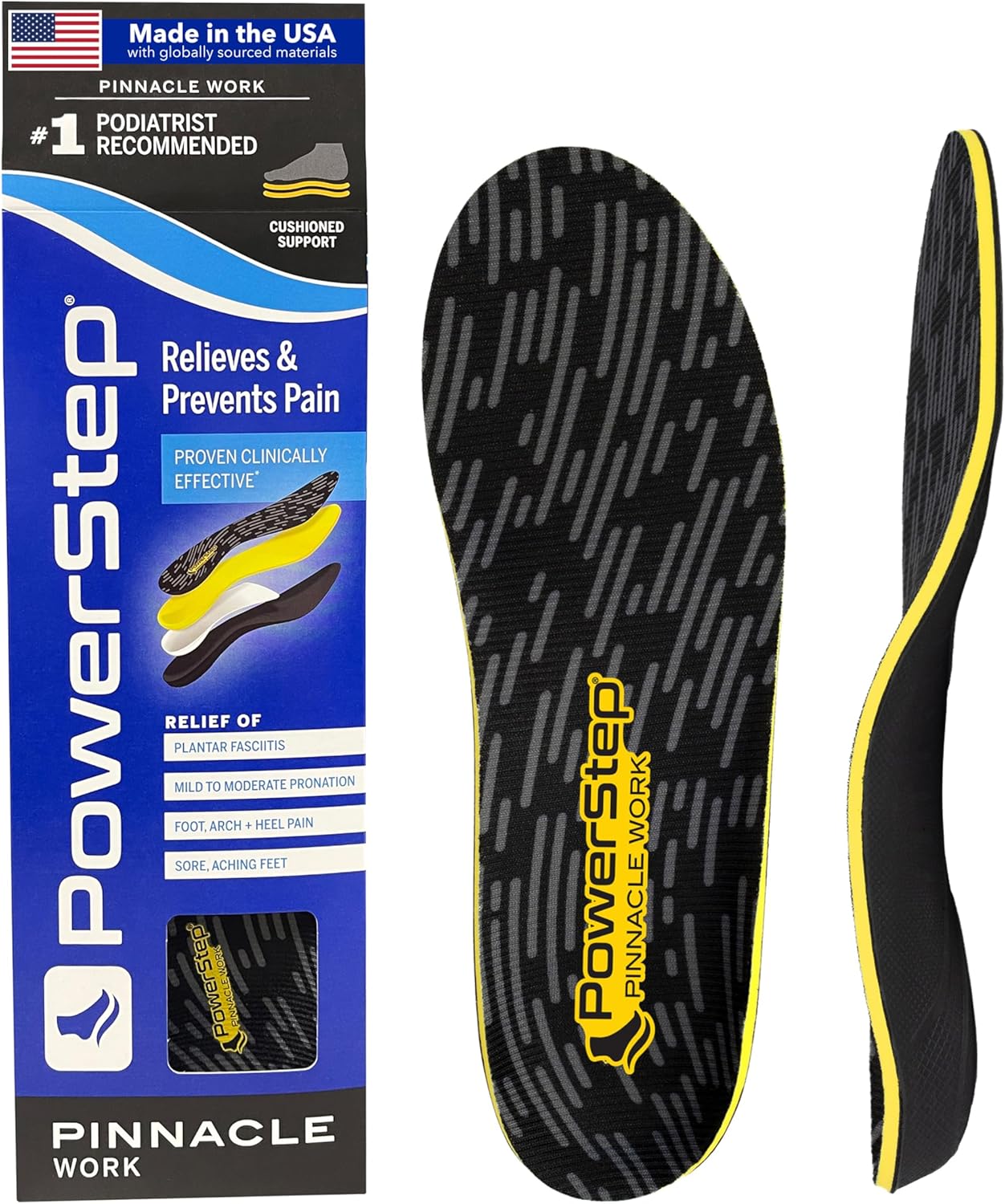 PowerStep Pinnacle Work Insoles for Arch Support and Comfort