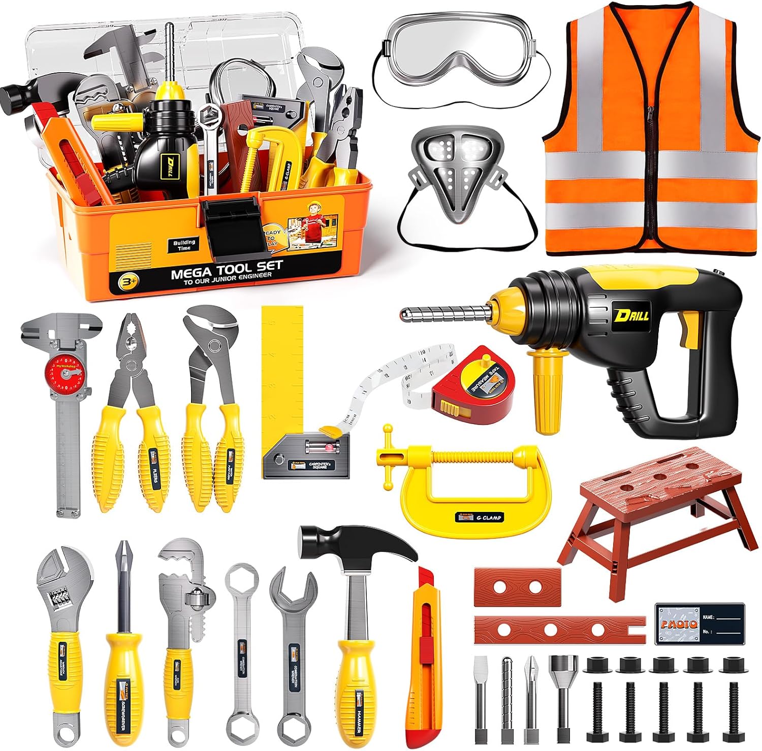 Deejoy Tool Set with Electronic Toy Drill for Kids Ages 3-5
