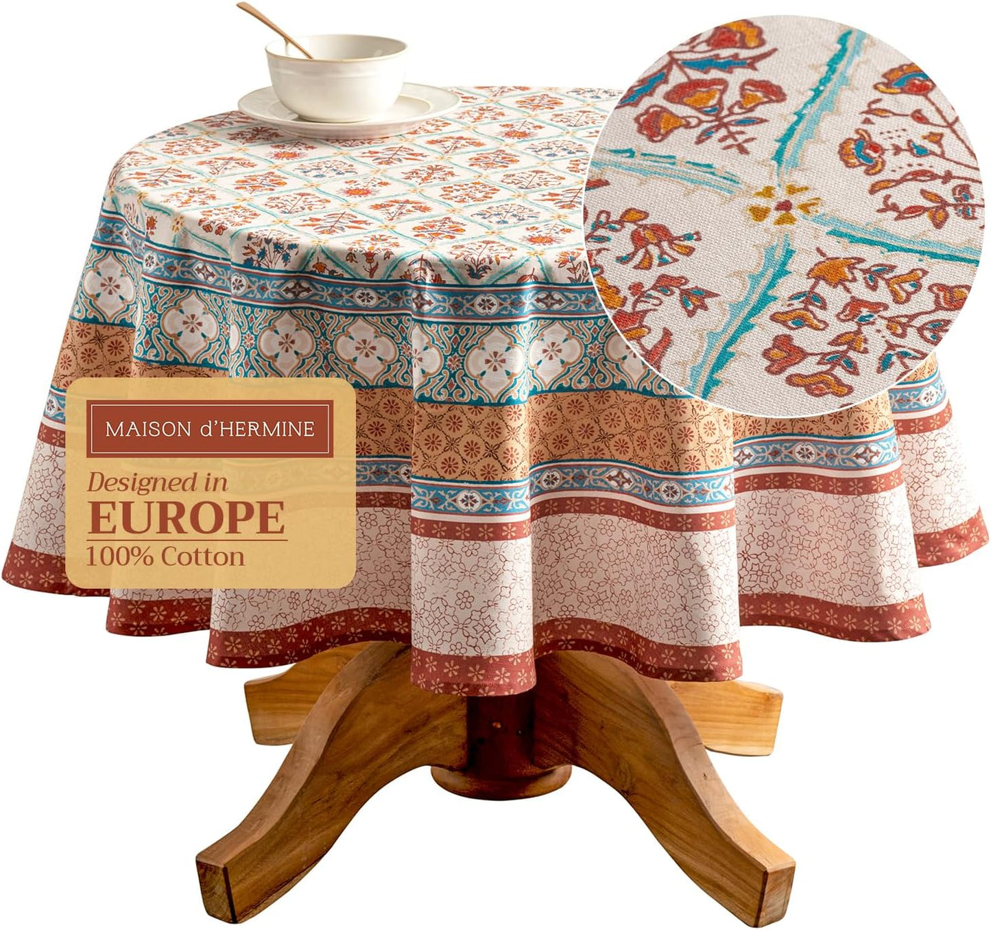 Maison d' Hermine 69 Inch Round Tablecloth for Elegant Dining