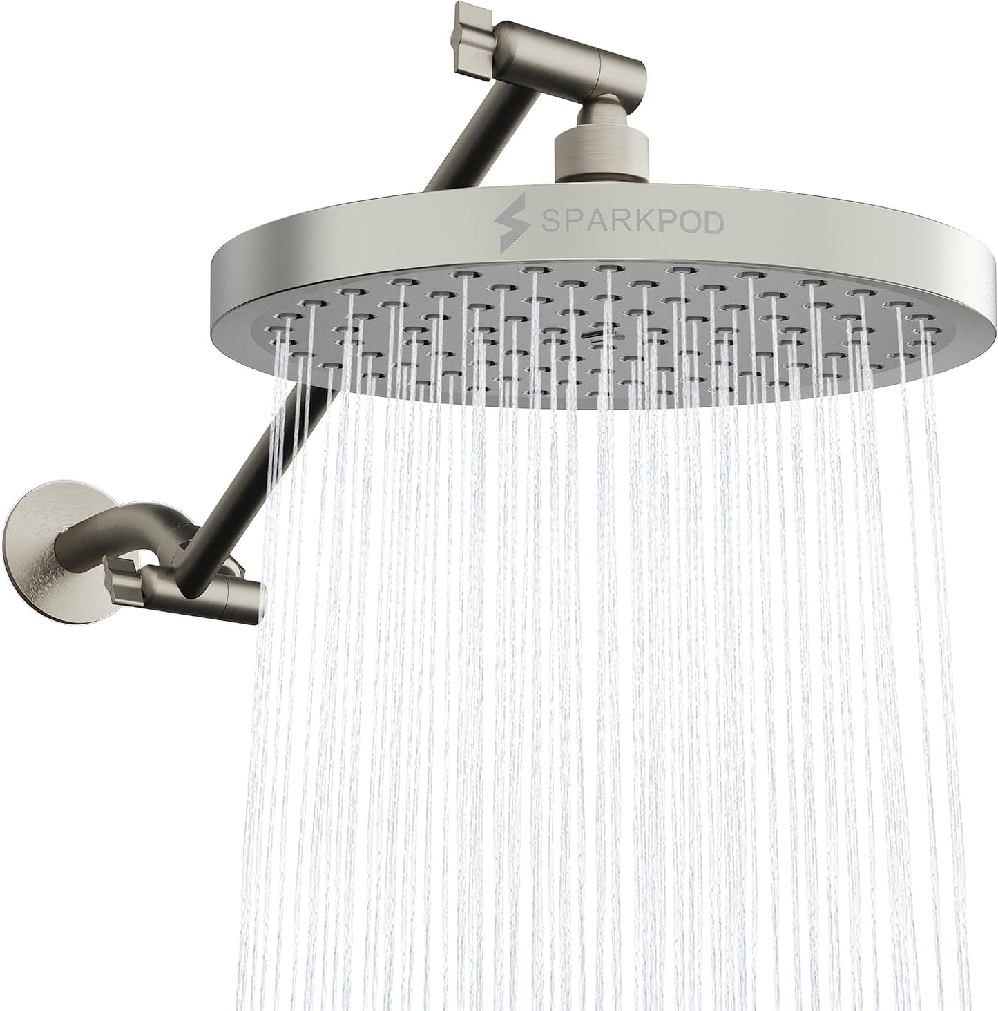SparkPod Round Rain Shower Head with Extension Arm for Luxury