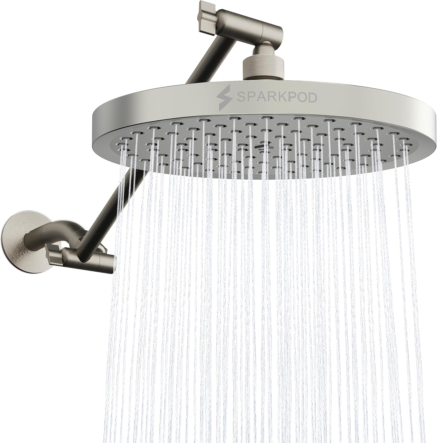 SparkPod Round Rain Shower Head with Extension Arm for Luxury