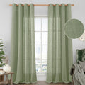LAMIT Sage Green Linen Sheer Curtains 84 in - Light Filtering Linen