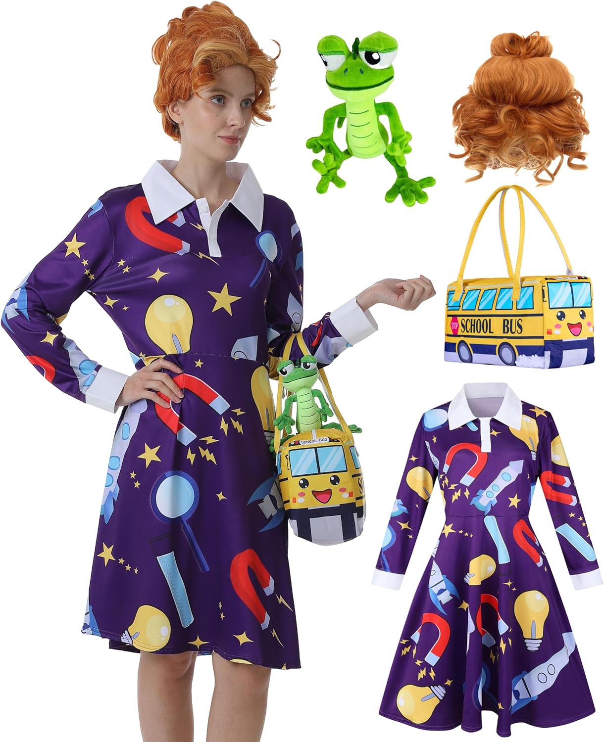 Corespe Ms Frizzle Dress Costume Set for Halloween Fun
