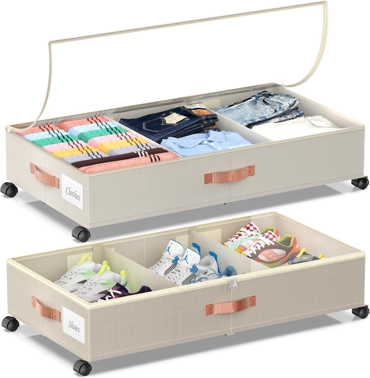 Under Bed Storage with Wheels for Clothes, Toys, and Shoes