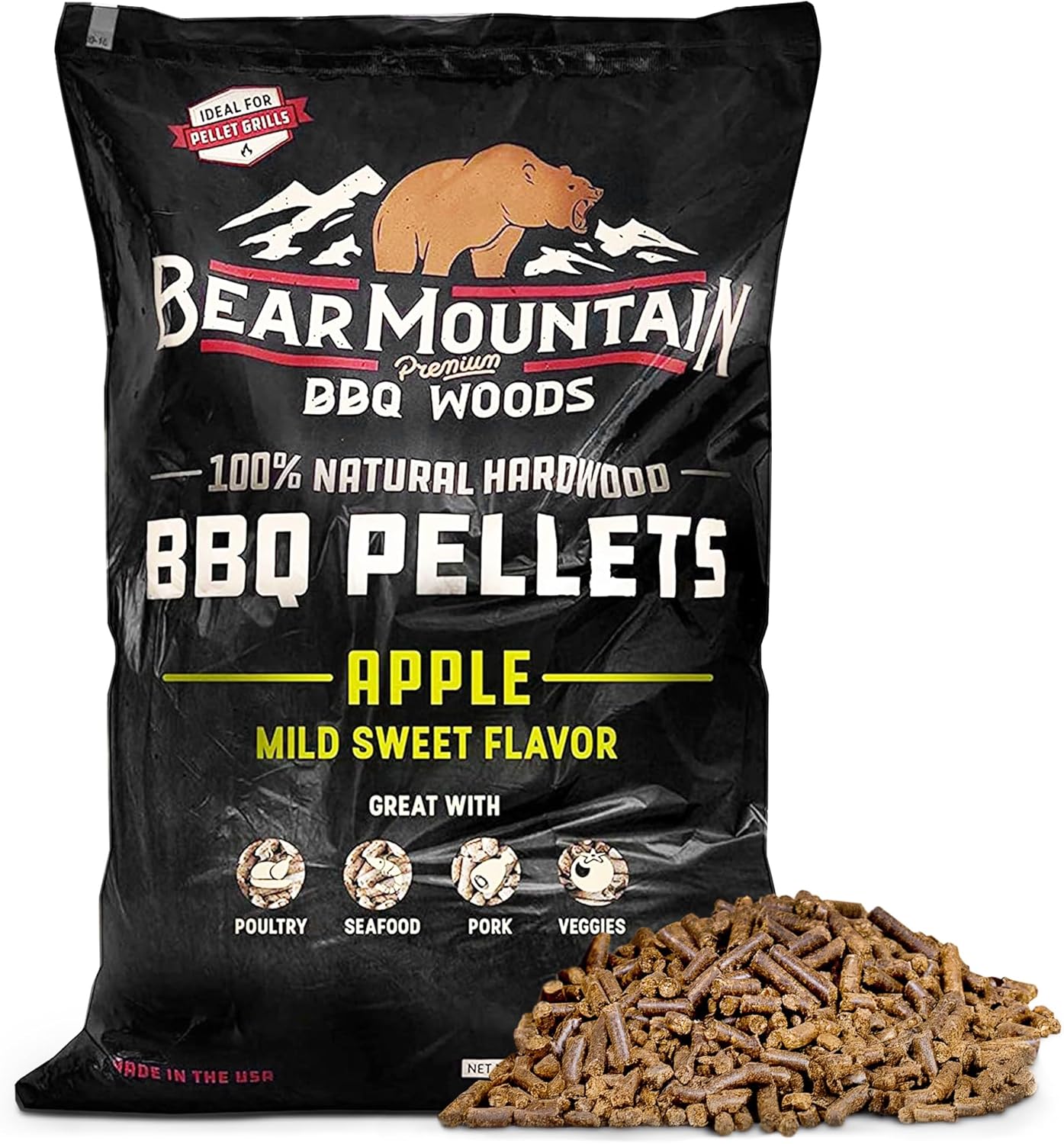 Bear Mountain All Natural Apple BBQ Pellets for Grilling