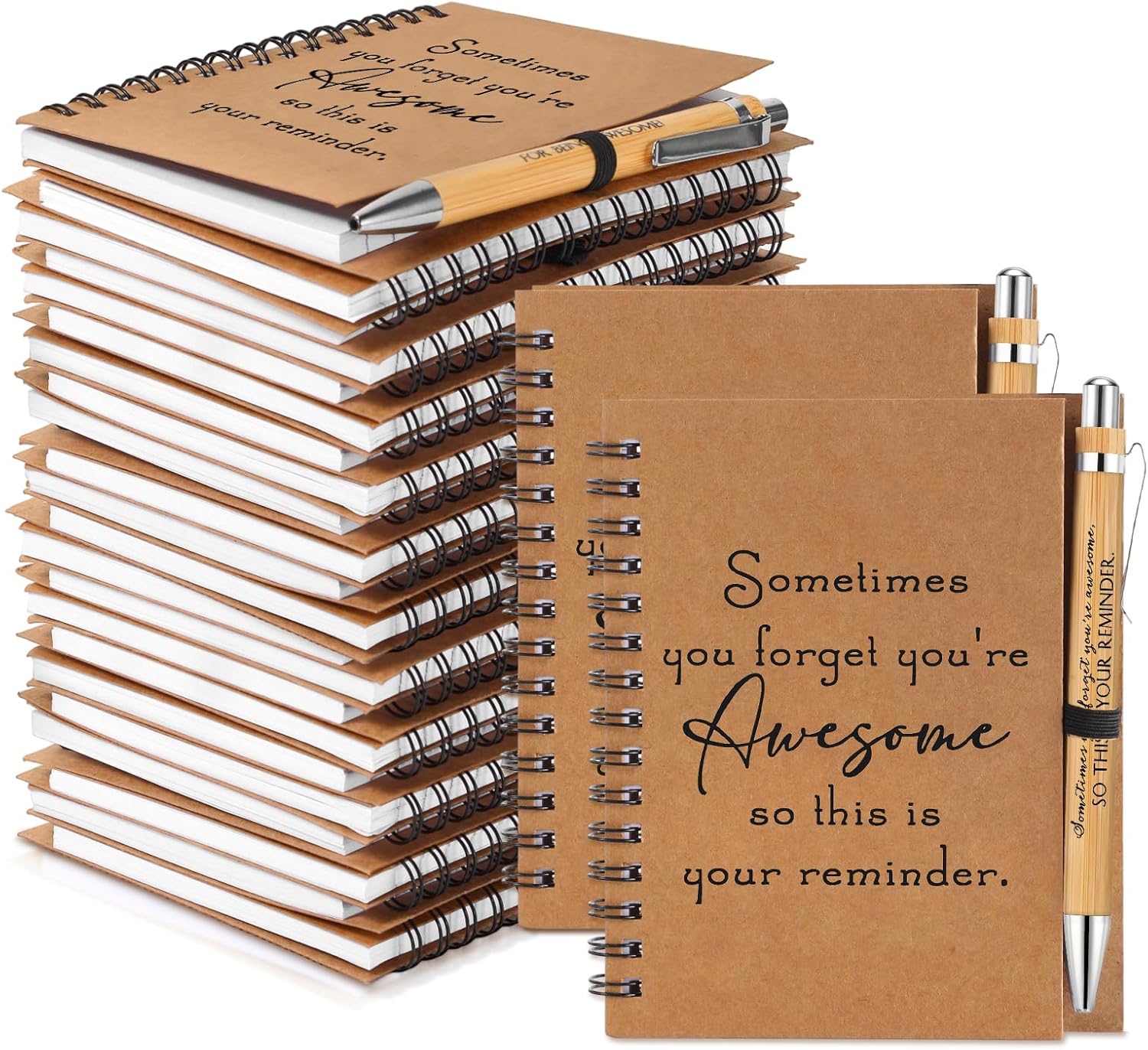 Honoson Spiral Notebooks and Bamboo Pens for Inspirational Gifts