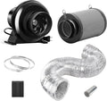 4 Inch 195 CFM Inline Duct Fan with Carbon Filter and 8 ft Duct