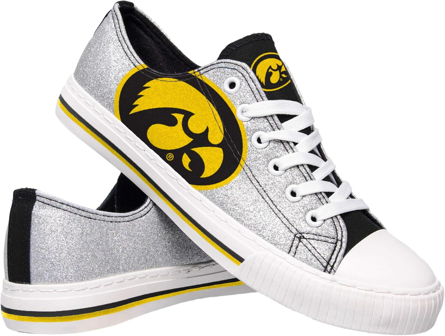FOCO Women's NCAA College Team Logo Glitter Fashion Sneakers