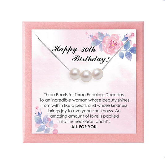 Silver Fresh Water Pearl Necklace for 30th Birthday Gifts