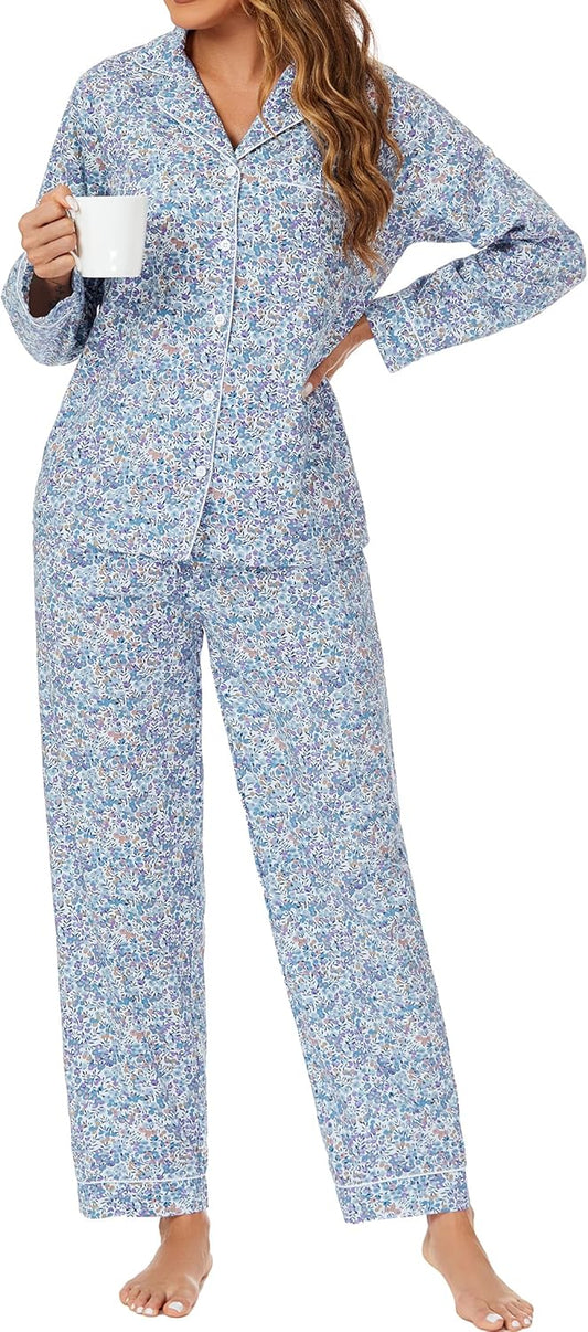 LUBOT 100% Cotton Pajamas for Women - Stylish Sleepwear Set