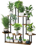 9 Tier Wood Tall Plant Stand for Indoor and Outdoor Use
