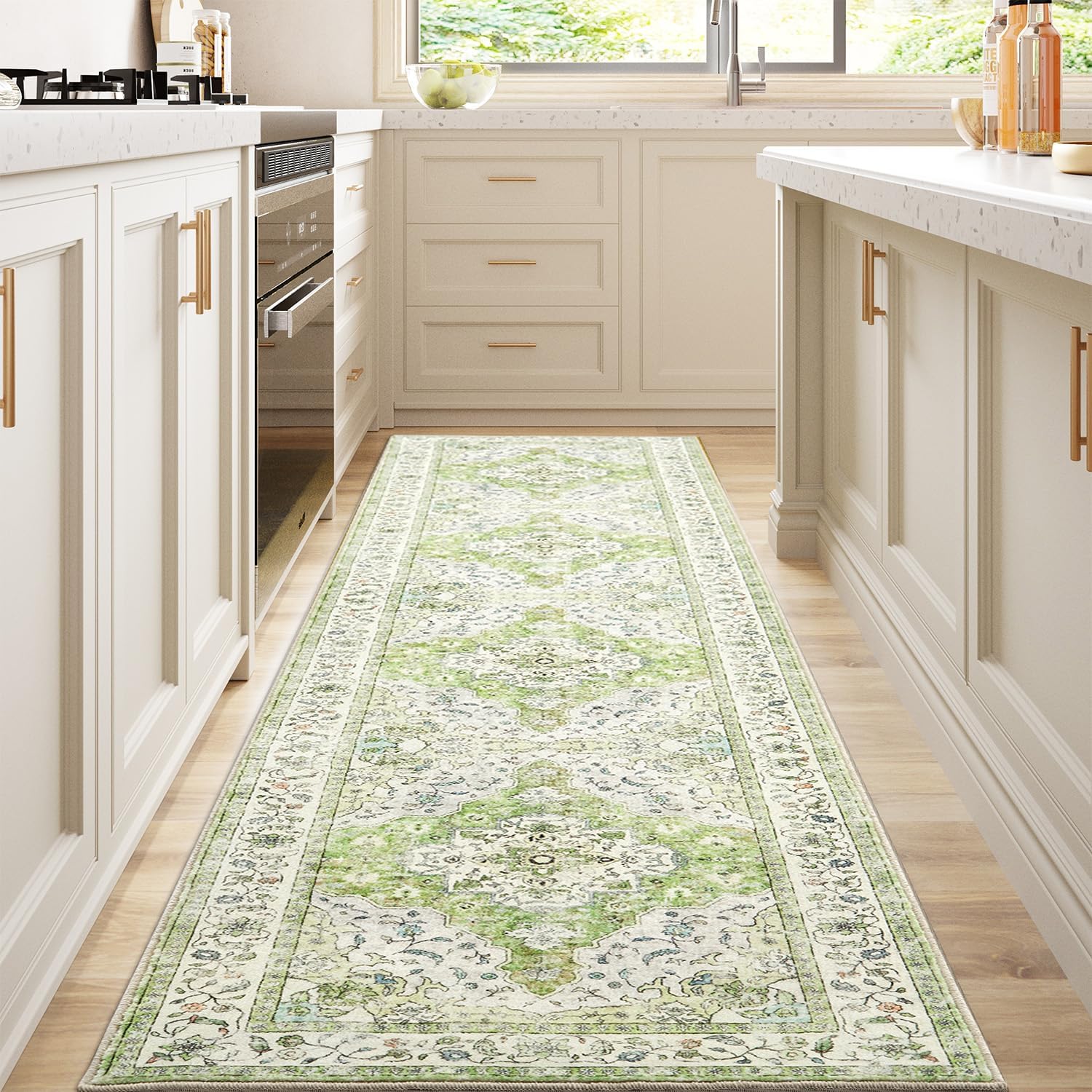 Boho Washable Runner Rug - Non-Slip Soft Low Pile Design