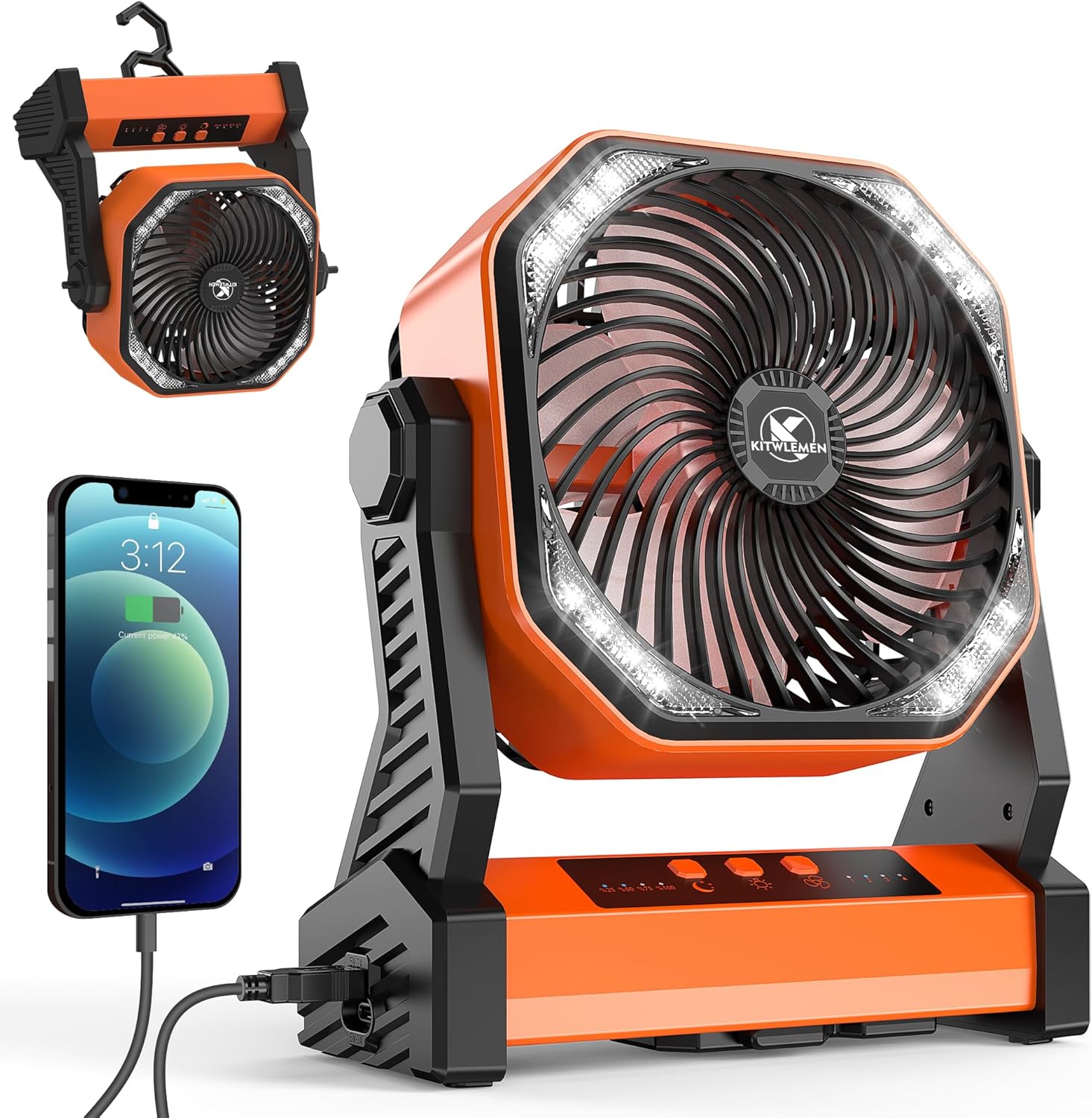 20000mAh Rechargeable Camping Fan & Light