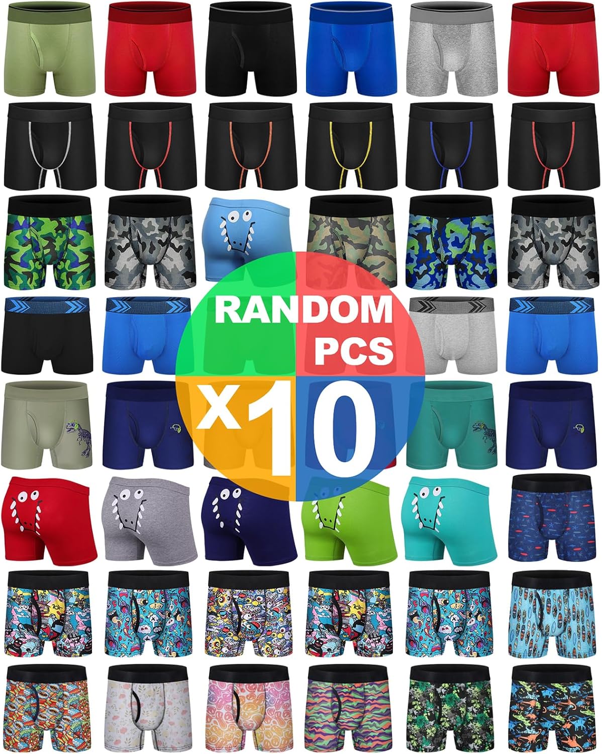 Boys Cotton Boxer Briefs for Big Boys with Fly - 5 Pack