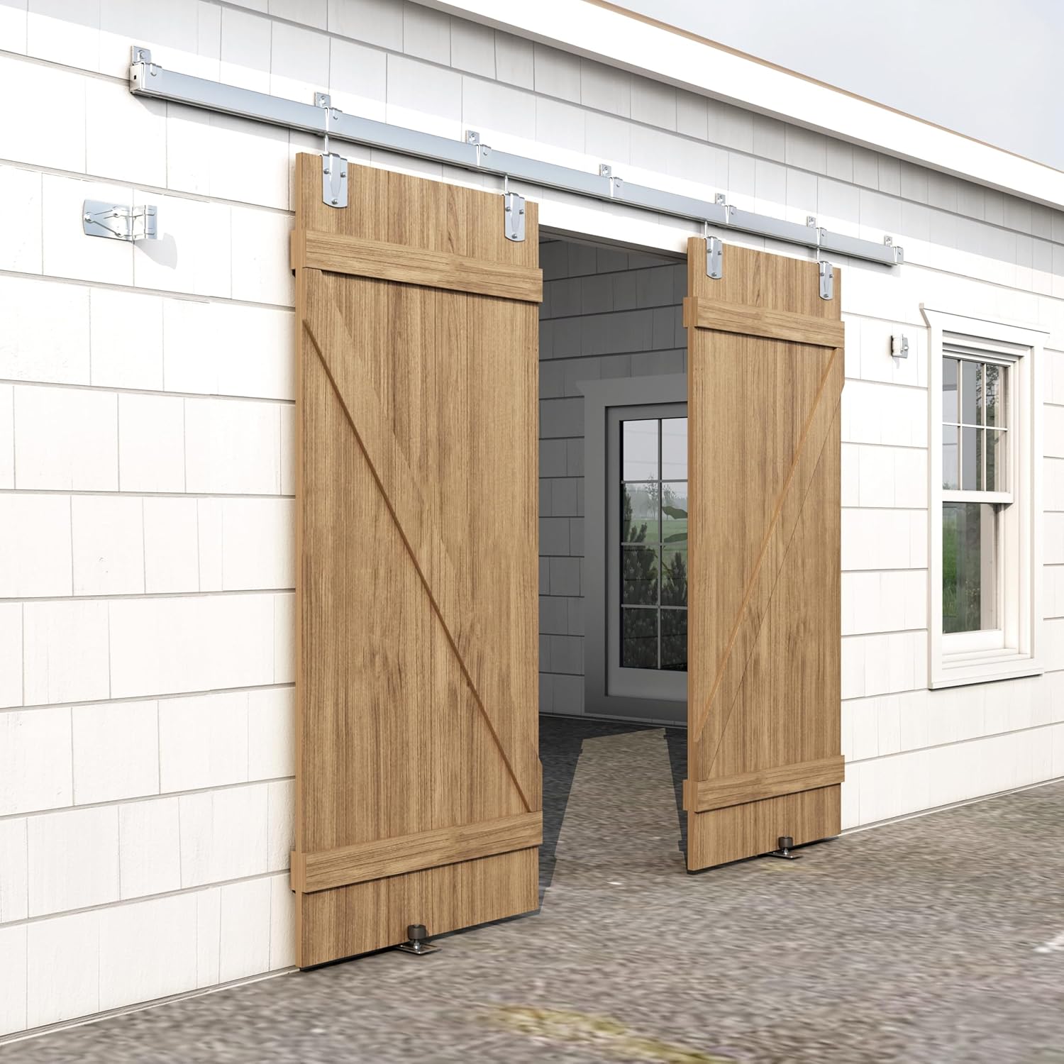 12FT Heavy Duty Galvanized Steel Sliding Barn Door Hardware Kit