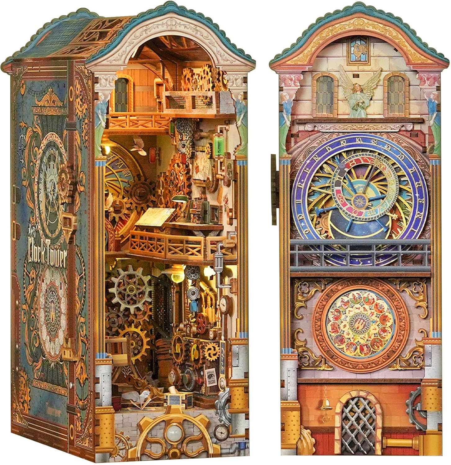 Tonecheer DIY Book Nook Kit for Adults with Clock Tower Design