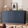 Navy Dresser for Bedroom with 9 Drawers - Modern Chest Design