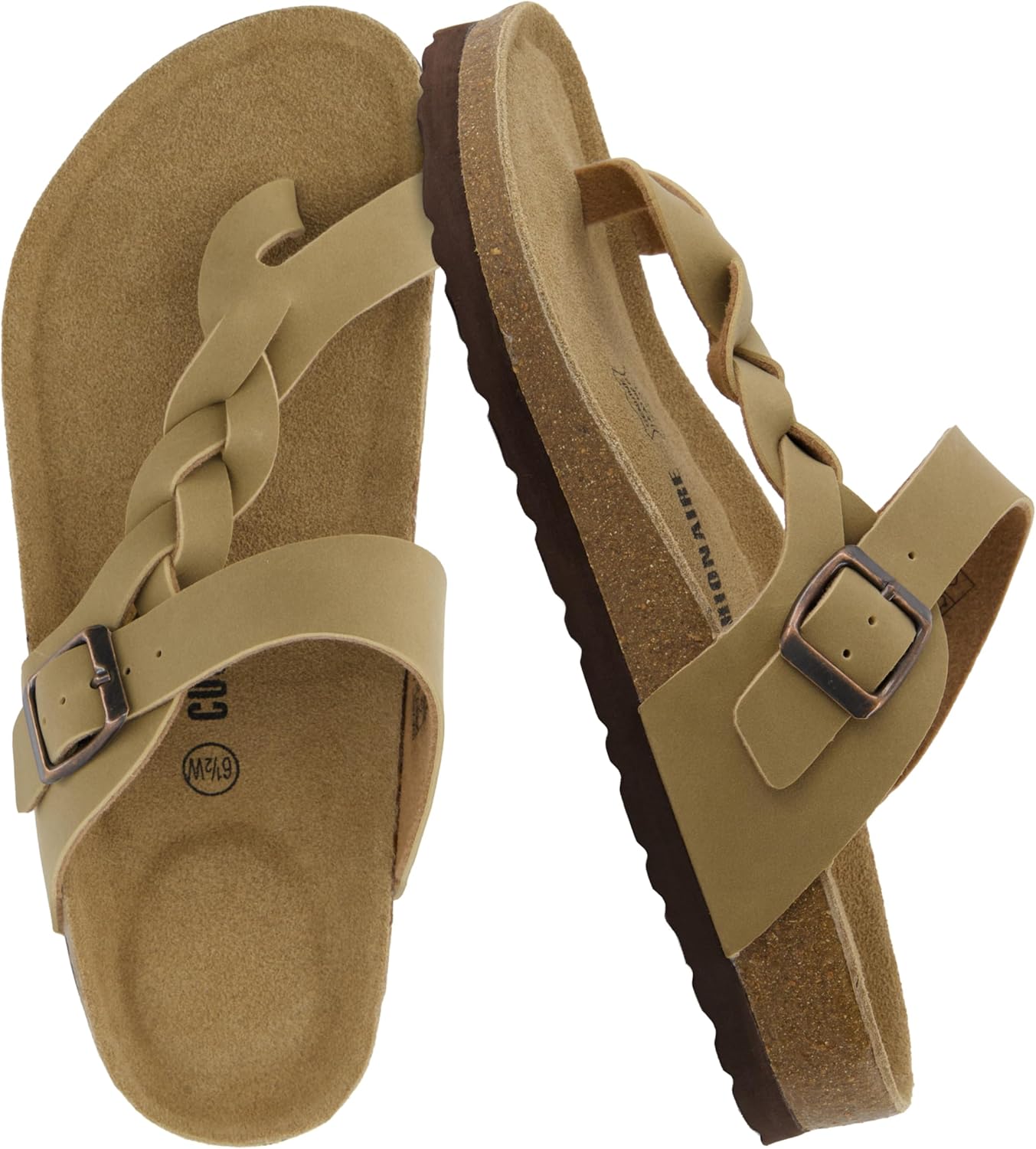 CUSHIONAIRE Women's Libby Cork Footbed Sandals for Comfort