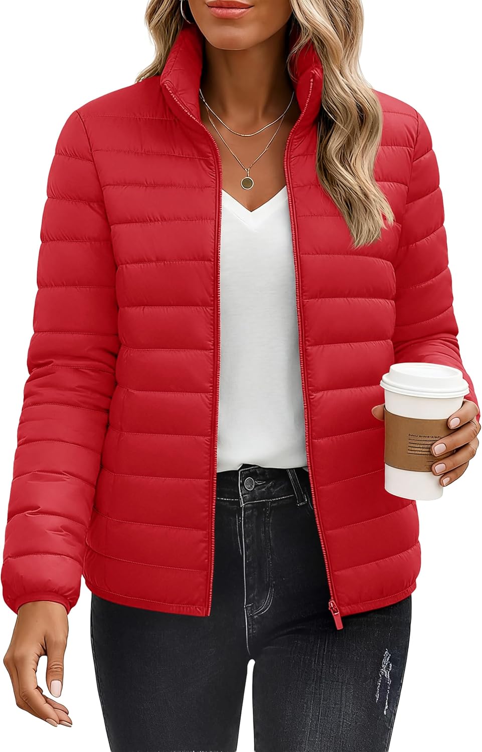 YUCOLEN Women's Puffer Jacket: Lightweight Warm Quilted Coat