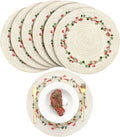Christmas Round Placemats Set of 12 - Washable 15 in Woven Holiday