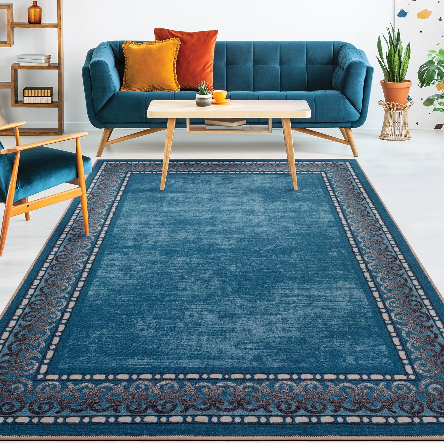 Antep Rugs Bordered Modern 4x6 Non-Slip Indoor Area Rug